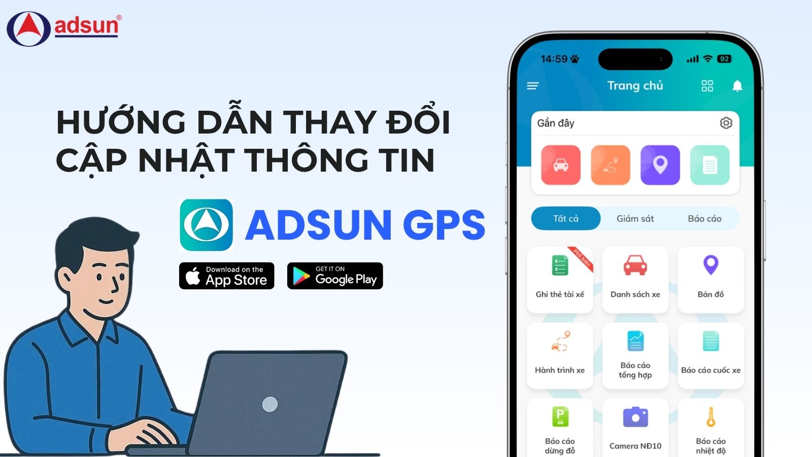 Thay đổi / cập nhật thông tin trên hệ thống định vị Adsun